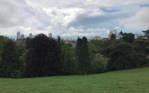 Parijs vanuit Parc des Buttes-Chaumont